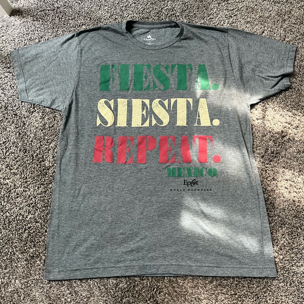 Disney Parks Epcot Mexico Fiesta Siesta Repeat Gray T-shirt Adult Large